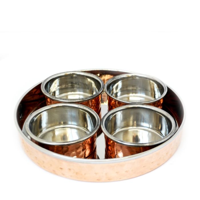 Copper Pickle Set - x1 Thali & x4 Vati