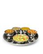 Full Stainless Steel Thali Set : 1 Beaded Khumcha No13 Thali with x 4 Iodine Bowls Size 5