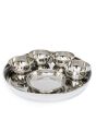 Full Stainless Steel Thali Set : (N)1 Khumcha Beaded No14 Thali with x 4 Iodine Bowl Size 5.5 & 1 Halwa Plate Size 6
