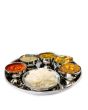 Full Stainless Steel Thali Set : 1 Beaded Khumcha No15 Thali with x 5 Iodine Bowl Size 5.5 & 1 Halwa Plate Size 7