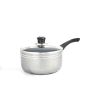 Grey Non-Stick Cookware Saucepans with Glass Lid (18cm)