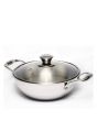Zinel 5034 Tri-Ply kadai with Glass Lid, 3L-24cm, Stainless Steel