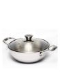 Zinel Tri-Ply kadai with Glass Lid, 30cm, Stainless Steel