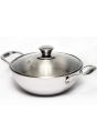 Zinel 5038 Tri-Ply kadai with Glass Lid, 5.5L-28cm, Stainless Steel
