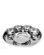 Full Stainless Steel Thali Set : 1 Beaded Khumcha No15 Thali with x 4 Iodine Bowls Size 5.5 & 1 Halwa Plate Size 7