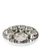 Full Stainless Steel Thali Set : 1 Sada Khumcha No15 Thali with x 5 Sadda Vatti Size 6 & 1 Halwa Plate Size 6
