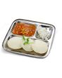 Stainless Steel Square Pavbhaji Plate -  3 Compartments Small