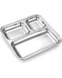 Stainless Steel Square Pavbhaji Plate -  3 Compartments Small