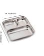 Stainless Steel Square Pavbhaji Plate -  3 Compartments Small