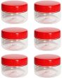 Sunpet 150 ml Red Top Plastic Food Storage Jars Canisters (6 Pack)