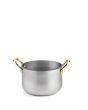 Brushed Aluminium Finish Mini Casserole 650ml with brass handles