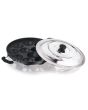 Non - Stick AppamPatra with 12 Cavities and Stainless Steel Lid