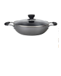 Zinel Hard Anodized Non-Stick Wok with Glass Lid - 24 cm