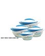 Pinnacle Parisa 4pc Round Blue & White Design Heat Insulated Food Storage Hot Pot Casserole Set