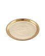 Round Stainless Steel Hammered Thali With Brass Plating - 28cm