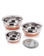 Set of 3 Stainless Steel Copper Bottom Handi With Lid.
