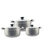 Grey Non-Stick Cookware Set of 3 Sauce pots with Glass Lid (22, 24, 26cm)