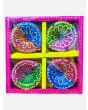 Coloured Clay Decorated Diya (no wax), 3 packs x 4 Diyas in each pack - Mixed Packs