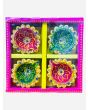 Coloured Clay Decorated Diya (no wax), 3 packs x 4 Diyas in each pack - Mixed Packs