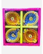 Coloured Clay Decorated Diya (no wax), 3 packs x 4 Diyas in each pack - Mixed Packs