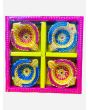 Coloured Clay Decorated Diya (no wax), 3 packs x 4 Diyas in each pack - Mixed Packs