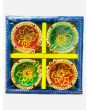 Coloured Clay Decorated Diya (no wax), 3 packs x 4 Diyas in each pack - Mixed Packs