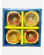 Coloured Clay Decorated Diya (no wax), 3 packs x 4 Diyas in each pack - Mixed Packs