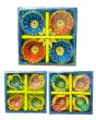 Coloured Clay Decorated Diya (no wax), 3 packs x 4 Diyas in each pack - Mixed Packs