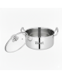 Zinel Stainless Steel Triply Casserole Pan with Glass Lid - 24cm-6L