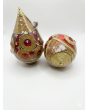 Decorated Coconut- Sliver, Gold, Red and Green Gems 
