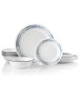 Corelle 18-piece Dinner Set, Ocean Blues - includes 26cm dinner plates, 17cm salad/side plates and 530ml soup/cereal bowls.