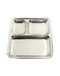 Stainless Steel Square Pavbhaji Plate - 3 Compartments Big
