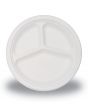 3 Section 10' White Plastic Plates - 26cm Pack of 50