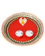 Rakhi Plate - Plastic Plate With Red Decorated Fabric & Two Vatkis