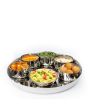 Full Stainless Steel Thali Set : 1 Sada Khumcha No13 Thali with x 5 Sadda Vatti Size 5.5 & 1 Halwa Plate Size 5