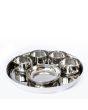 Full Stainless Steel Thali Set : 1 Sada Khumcha No13 Thali with x 4 Sadda Vatti Size 5.5 & 1 Halwa Plate Size 6