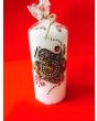 Hand Decorated  Large Candle - White with Brown Design