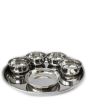 Full Stainless Steel Thali Set : 1 Beading Khumcha No14 Thali with x 4 London Kotora Size 5.5 & 1 Halwa Plate Size 6