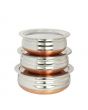 Set of 3 Copper Bottom Urli With Cover 