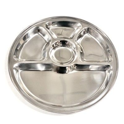 Stainless Steel 5 Compartment Round Plate