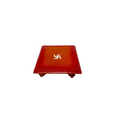 Wooden Red Chowki (Patla) Small Square