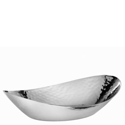 Stainless Steel Hammered Oval Bread Basket-24.5cm