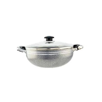 Grey Non-Stick Wok With Glass Lid – 32 cm