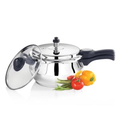 Premier Stainless Steel Handi Pressure Cooker with Glass Lid - 3L-liquid vol 2.3L