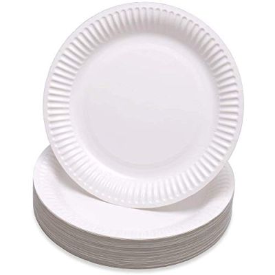 Round White Paper Plates Disposable 23cm - Pack of 100