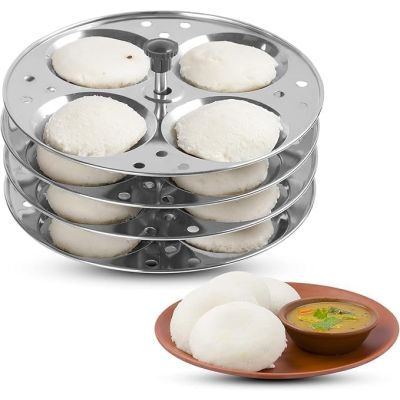 Stainless Steel Idli Stand - Regular Size - 4 Plates (16 Idli)