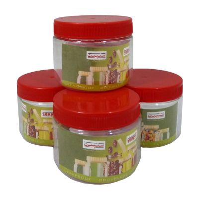 Sunpet 200 ml Red Top Plastic Food Storage Jars Canisters (4 Pack)