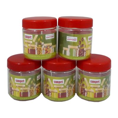 Sunpet 100 ml Red Top Plastic Food Storage Jars Canisters (6 Pack)