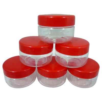 Sunpet 50 ml Red Top Plastic Food Storage Jars Canisters (6 Pack)