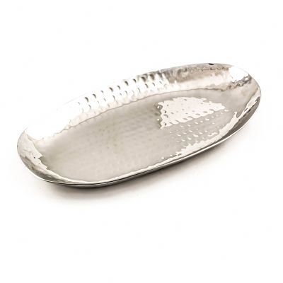 Stainless Steel Hammer Oval Platter 26cm